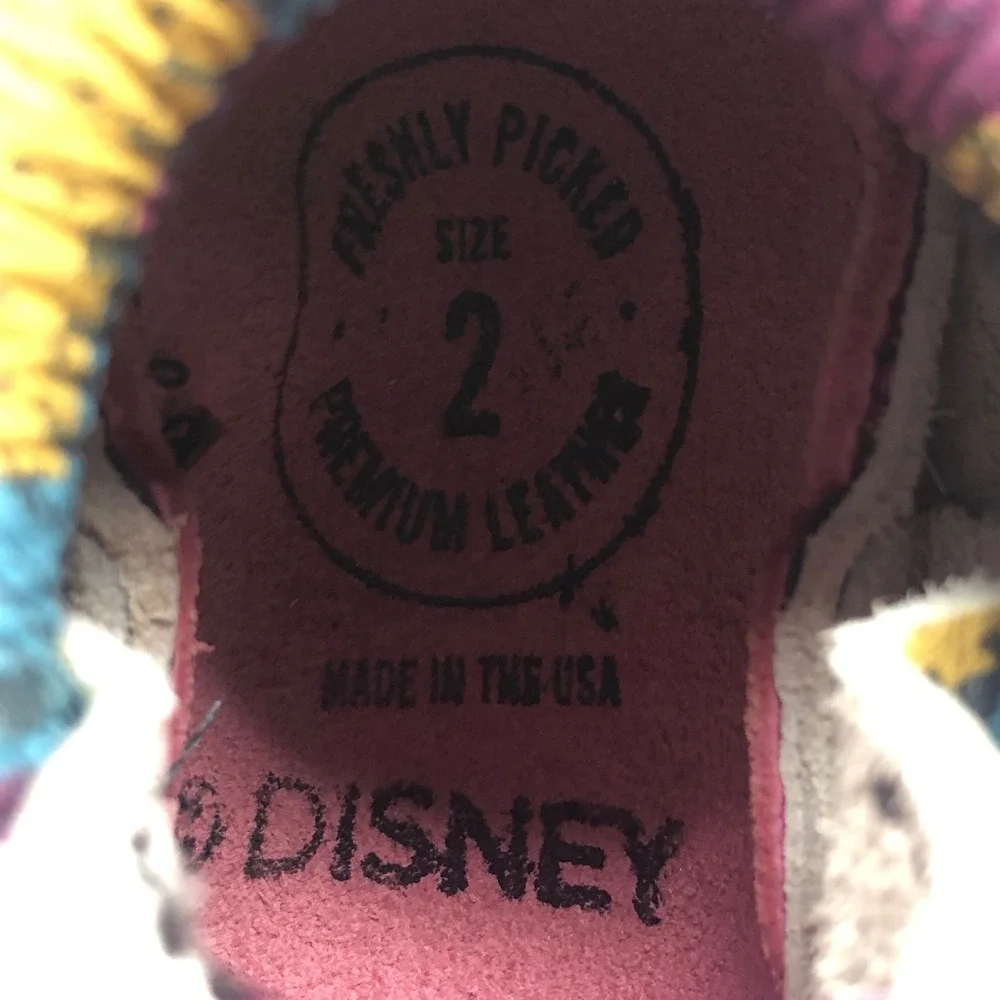 Freshly Picked Patchwork Sally Moccasins Baby 2 Infant Pink Disney  Leather